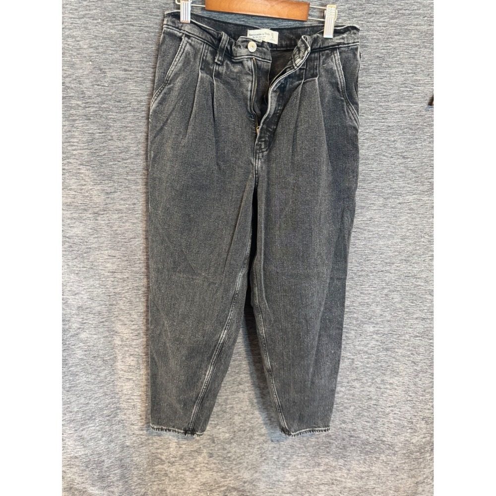 Abercrombie & Fitch The 90s Mom Jean Ultra High Rise Pleated Black Denim 27 4R